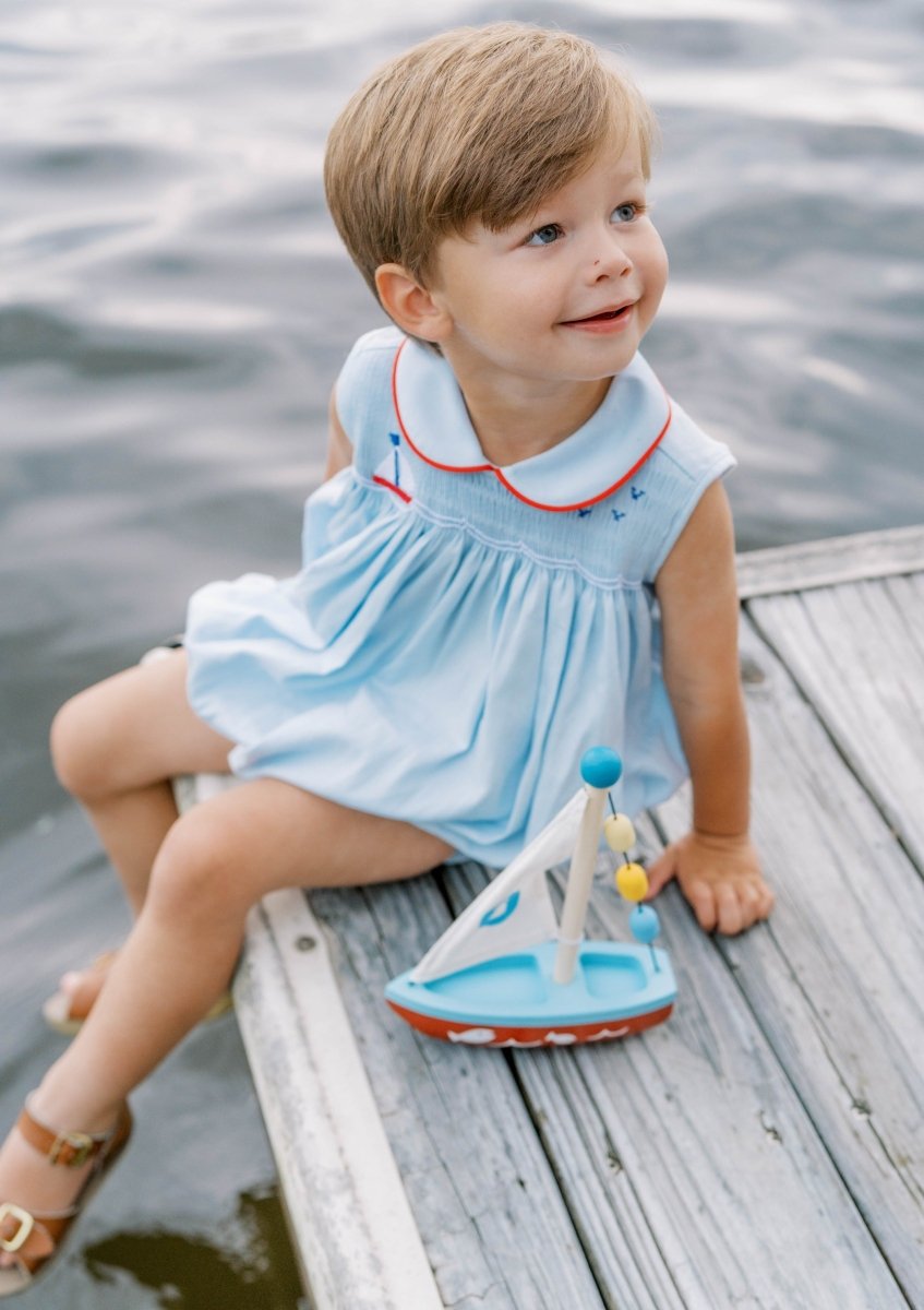 Beckett Bubble - Brentwood Blue Pique, Sailboat - Classic Bubbles | Lullaby Set