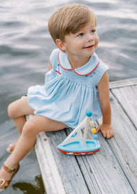 Beckett Bubble - Brentwood Blue Pique, Sailboat - Classic Bubbles | Lullaby Set