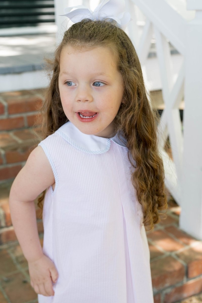 Caroline Dress - Simply Pink Seersucker, Blue Seersucker - Classic Dresses | Lullaby Set