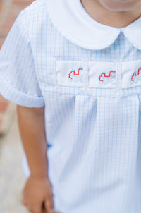 Noah Ribbon Bloomer Set - Classic Blue Windowpane