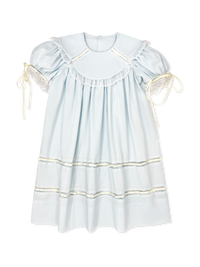 Donahue Dress - Blessings Blue with Ecru