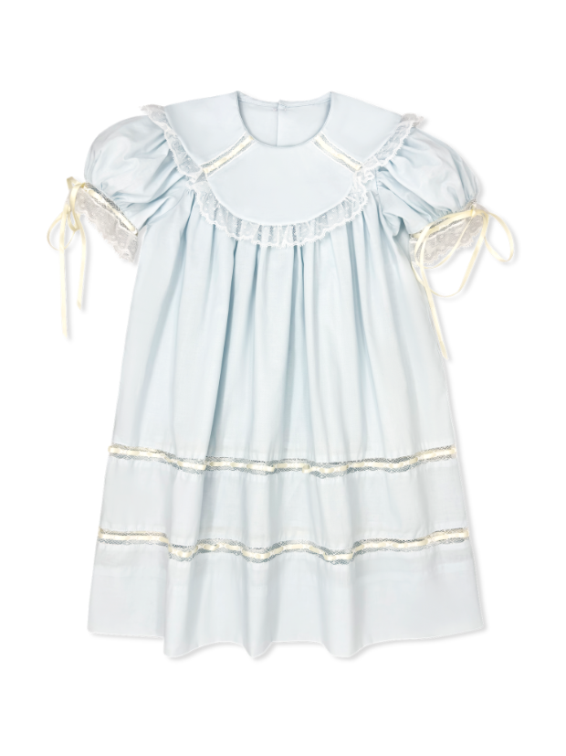 Donahue Dress - Blessings Blue with Ecru
