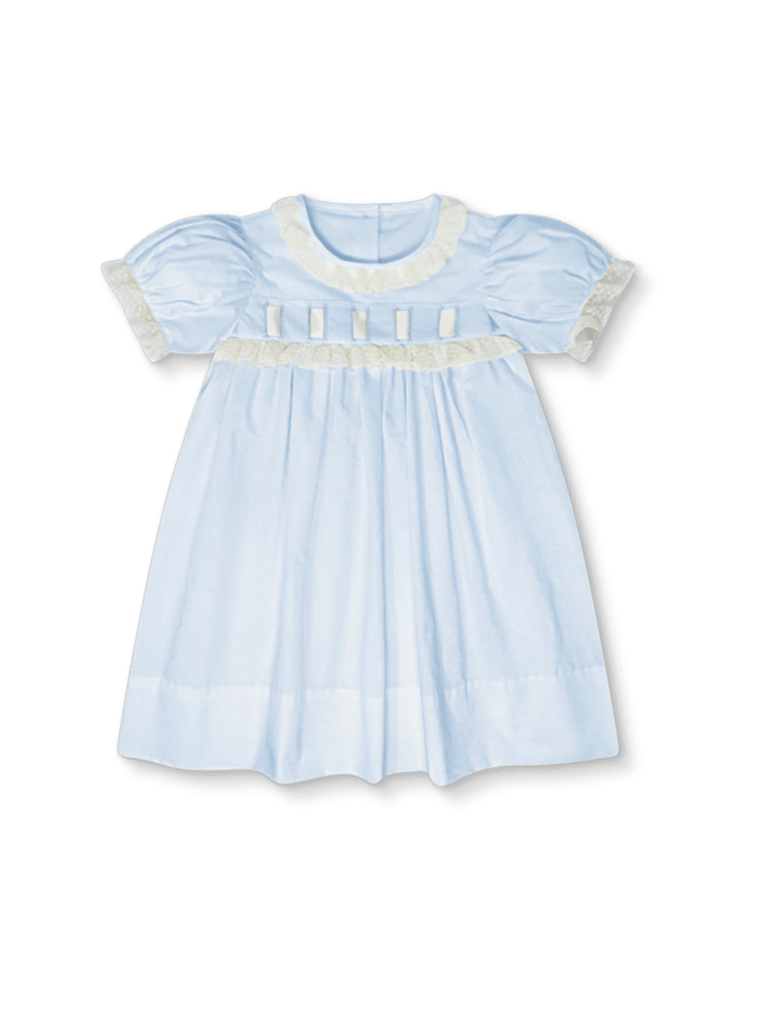 Paris Dress - Blessings Blue with Ecru - Classic Dresses | Lullaby Set