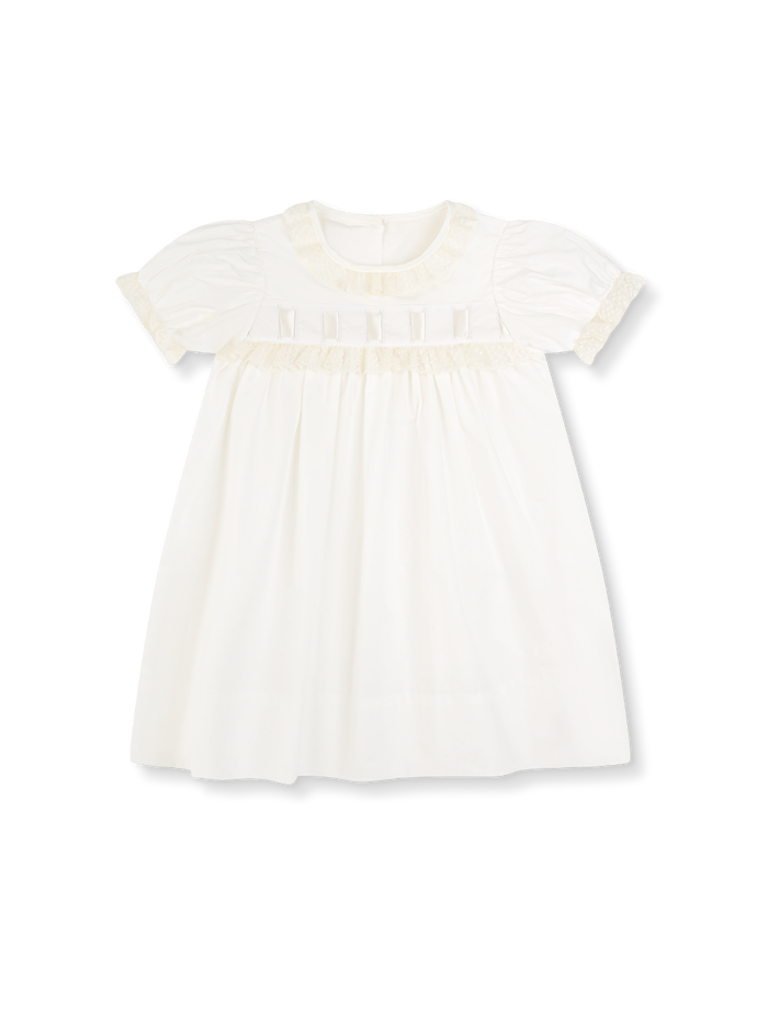 Paris Dress - Blessings White with Ecru