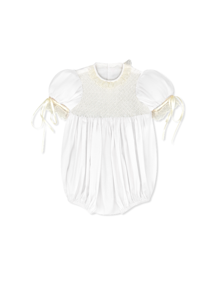 Margaret Bubble - Spring White Swiss Dot with Ecru