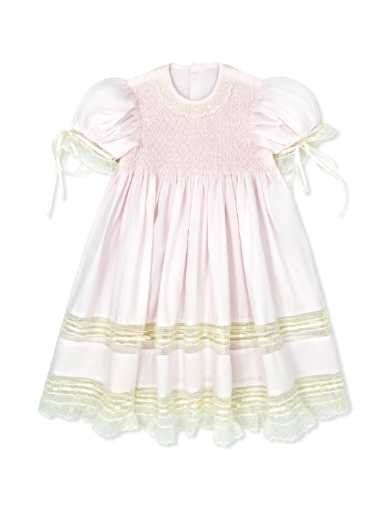 Margaret Dress - Spring Pink with Ecru