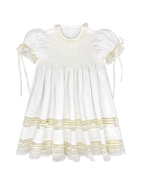 Margaret Dress - Spring White Swiss Dot with Ecru