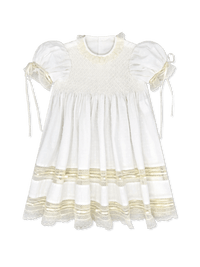 Margaret Dress - Spring White Swiss Dot with Ecru - Classic Dresses | Lullaby Set