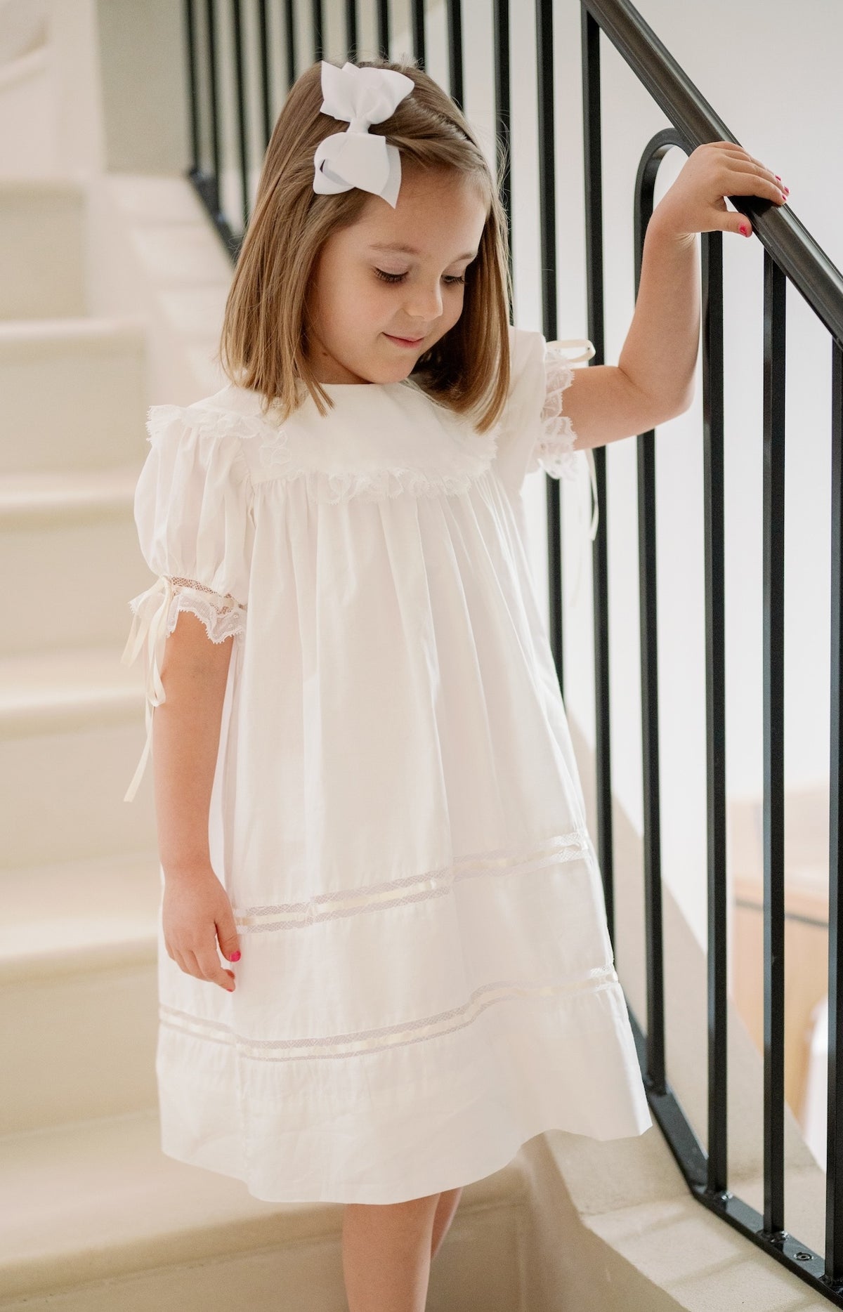 Donahue Dress - Blessings White with Ecru