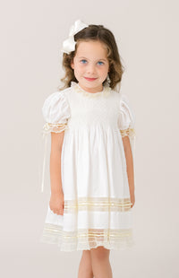 Margaret Dress - Spring White Swiss Dot with Ecru
