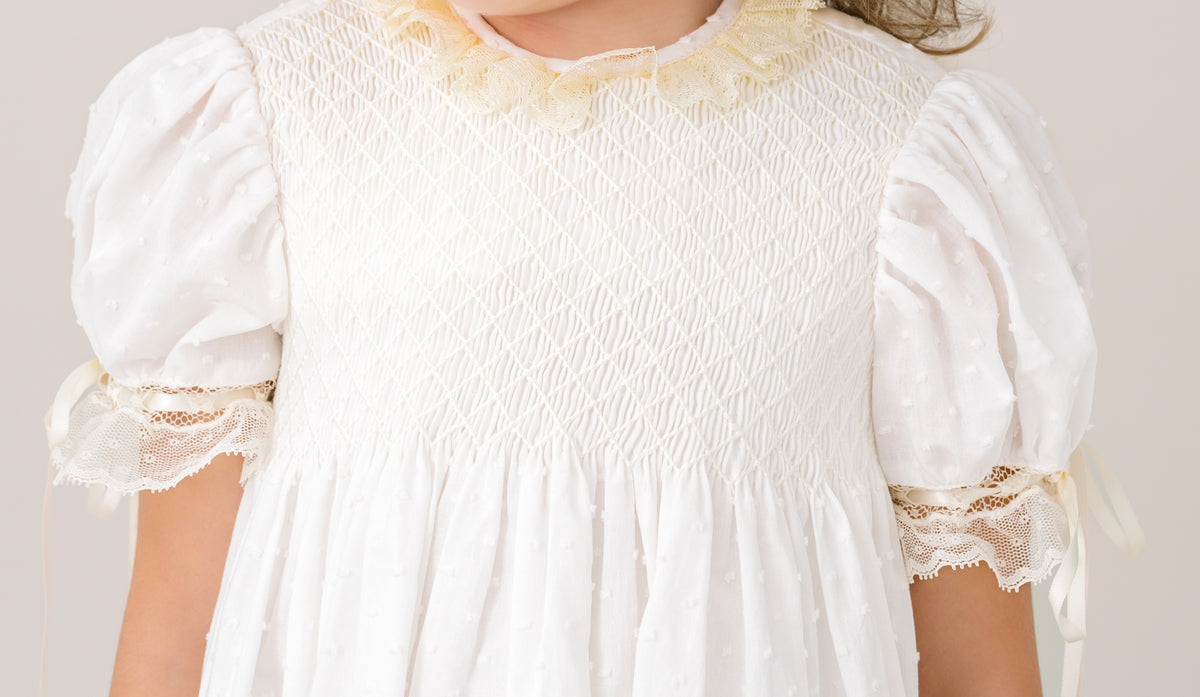 Margaret Bubble - Spring White Swiss Dot with Ecru