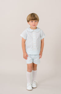 Nate Short Set - Blessings Blue with Ecru