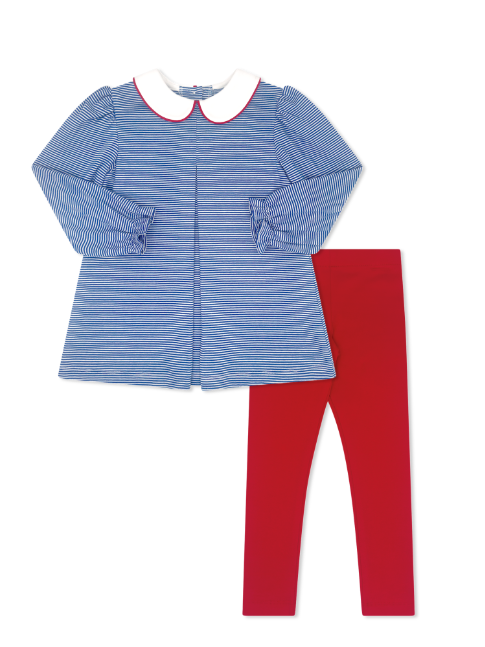 Caroline Legging Set - River Royal Ministripe, Raleigh Red