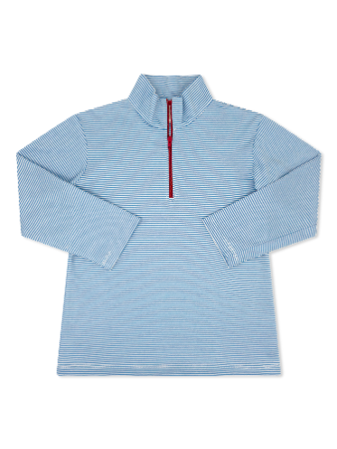 Hudson Half Zip - Seaside Blue Ministripe, Red
