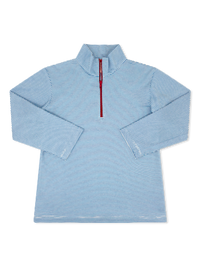 Hudson Half Zip - Seaside Blue Ministripe, Red