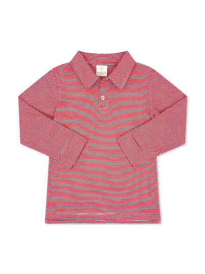 Porter Polo Long Sleeve - Raleigh Red Ministripe