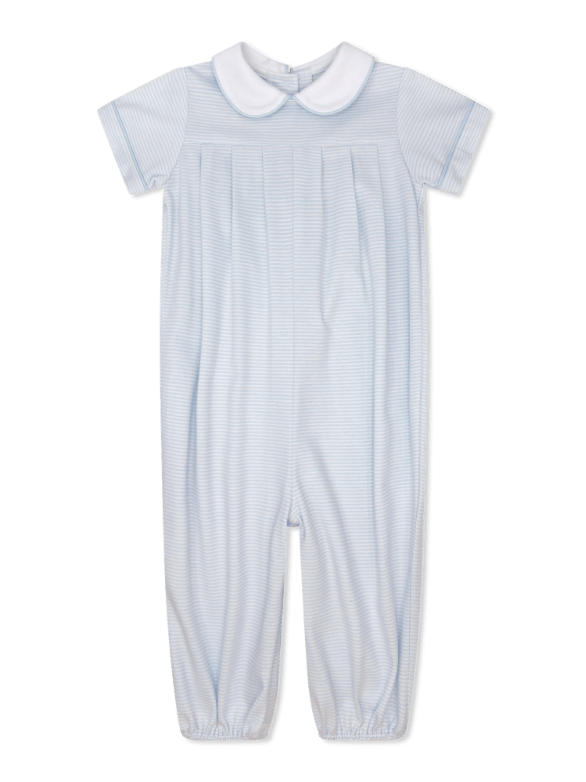 Precious Pleated Romper - Louisville Light Blue Ministripe - Classic Rompers | Lullaby Set