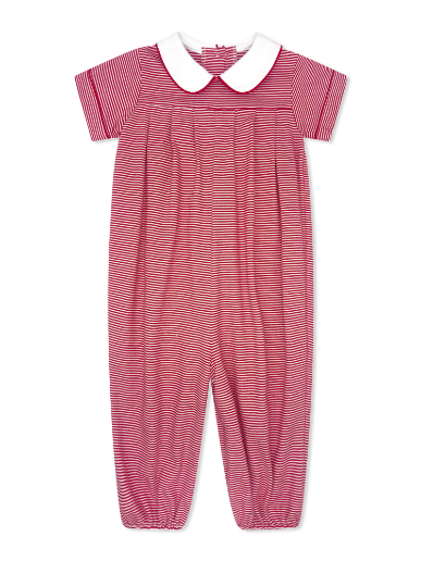Precious Pleated Romper - Raleigh Red Ministripe