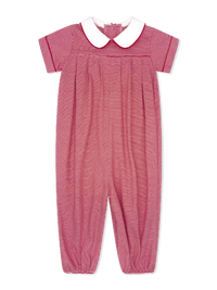 Precious Pleated Romper - Raleigh Red Ministripe - Classic Rompers | Lullaby Set