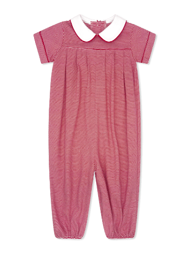Precious Pleated Romper - Raleigh Red Ministripe - Classic Rompers | Lullaby Set