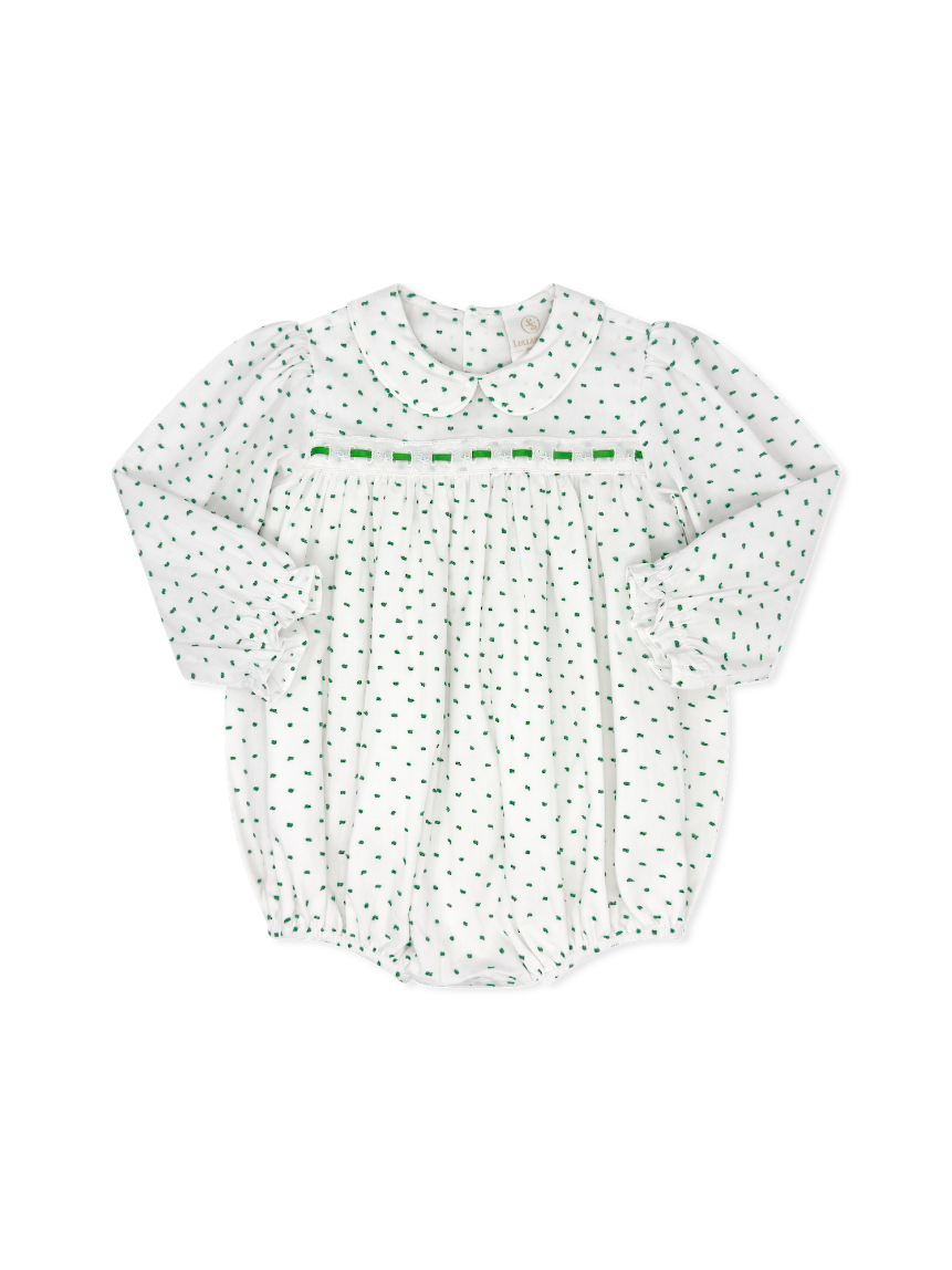 1956 Ribbon Bubble - Mistletoe Green Swiss Dot