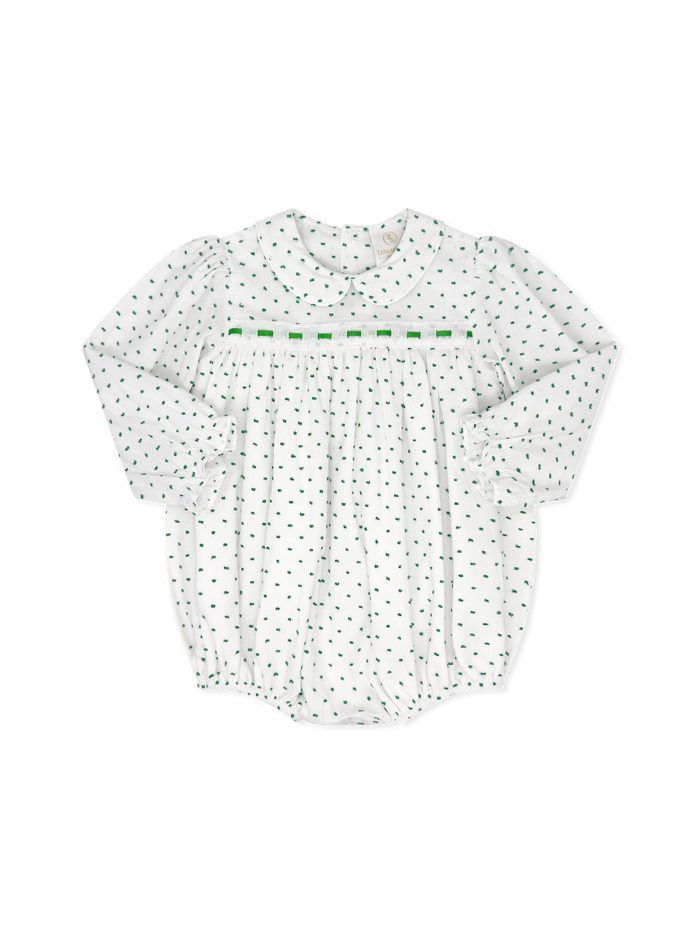 1956 Ribbon Bubble - Mistletoe Green Swiss Dot