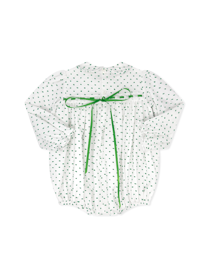 1956 Ribbon Bubble - Mistletoe Green Swiss Dot