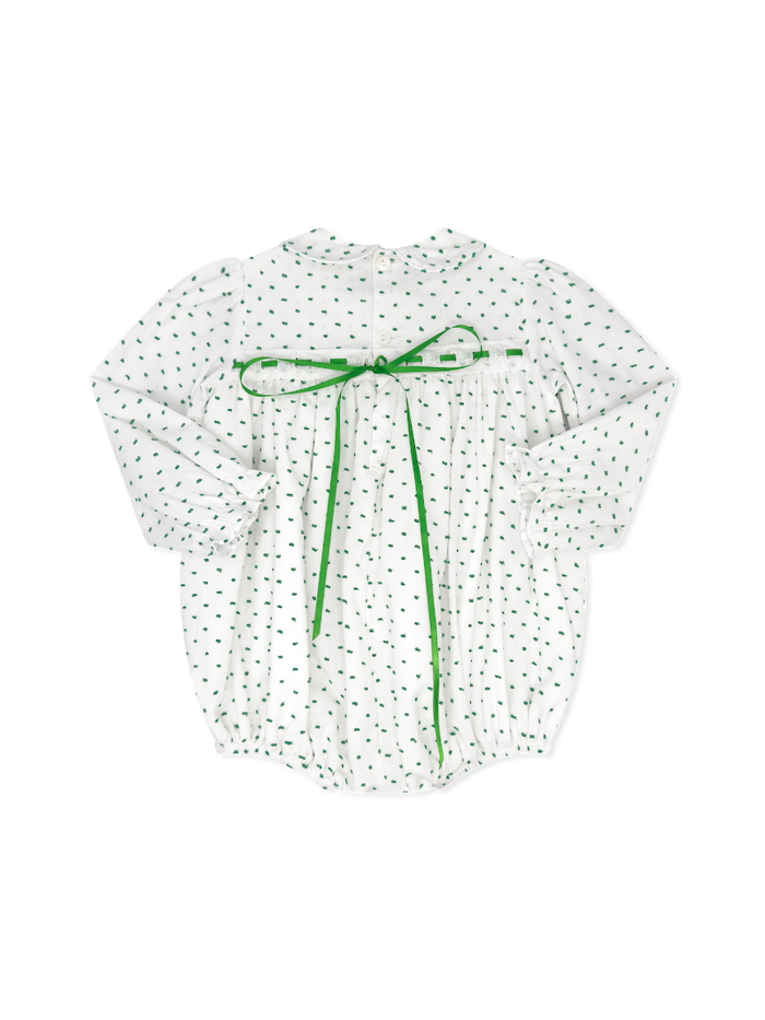 1956 Ribbon Bubble - Mistletoe Green Swiss Dot