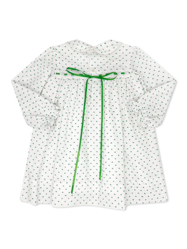 1956 Ribbon Dress - Mistletoe Green Swiss Dot