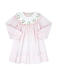 Chloe Dress - Blessings Pink Batiste, Wreath