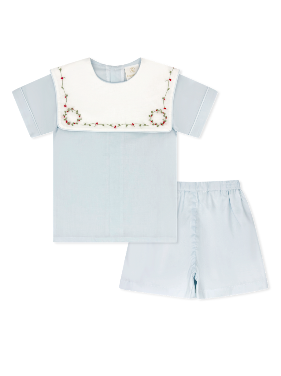 Christian Short Set - Blessings Blue Batiste, Holly