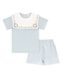 Christian Short Set - Blessings Blue Batiste, Holly