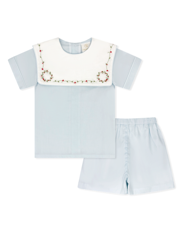 Christian Short Set - Blessings Blue Batiste, Holly