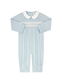 Christopher Romper - Birmingham Blue Pique - Classic Rompers | Lullaby Set
