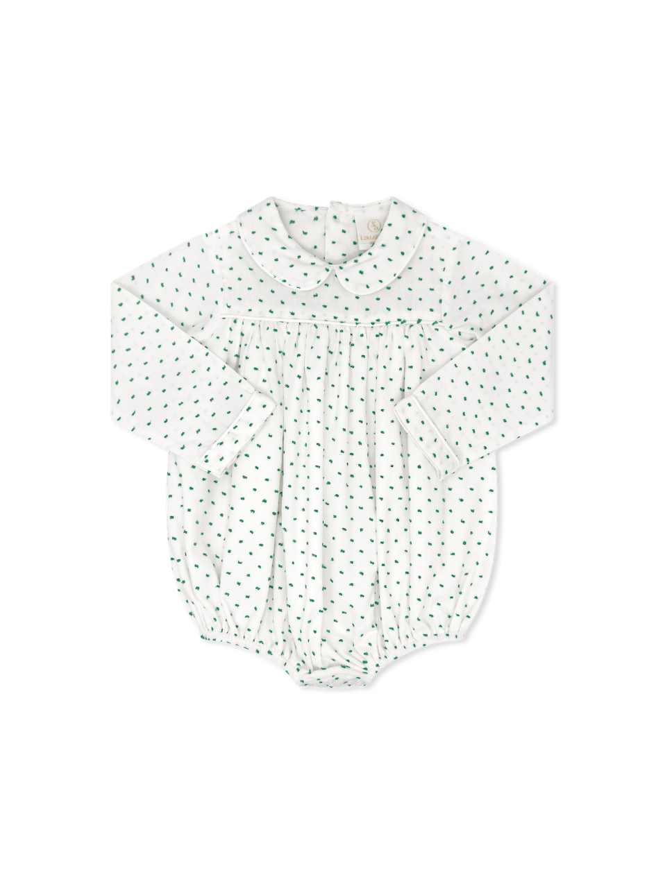 Covington Bubble Long Sleeve - Mistletoe Green Swiss Dot