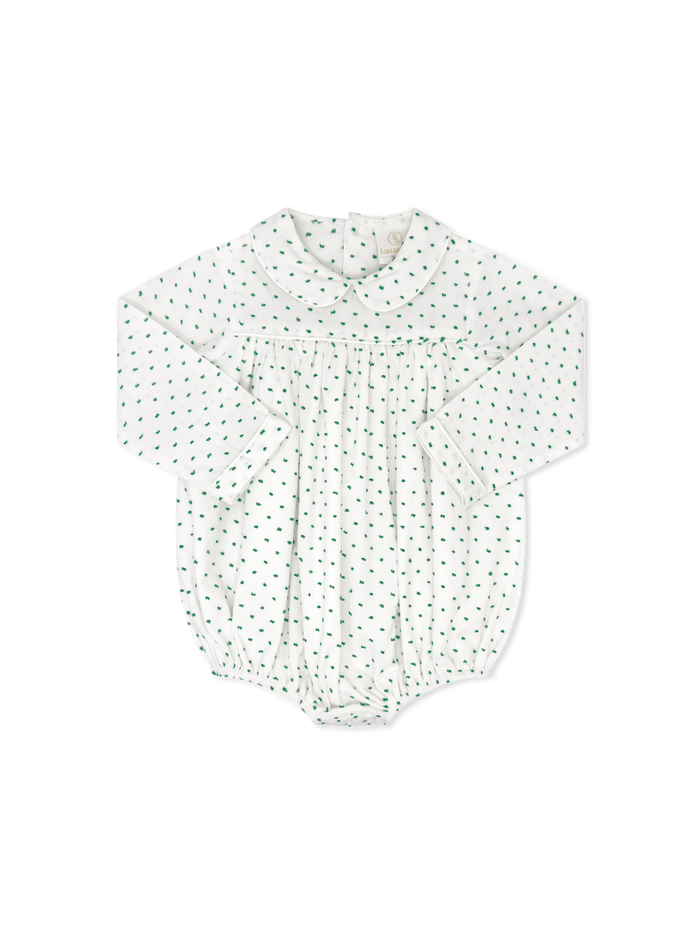 Covington Bubble Long Sleeve - Mistletoe Green Swiss Dot