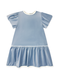 Harper Dress - Beaufort Blue Velvet, Winter White Velvet
