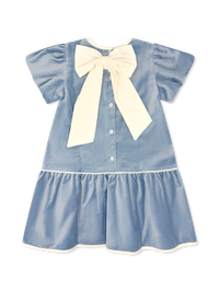 Harper Dress - Beaufort Blue Velvet, Winter White Velvet