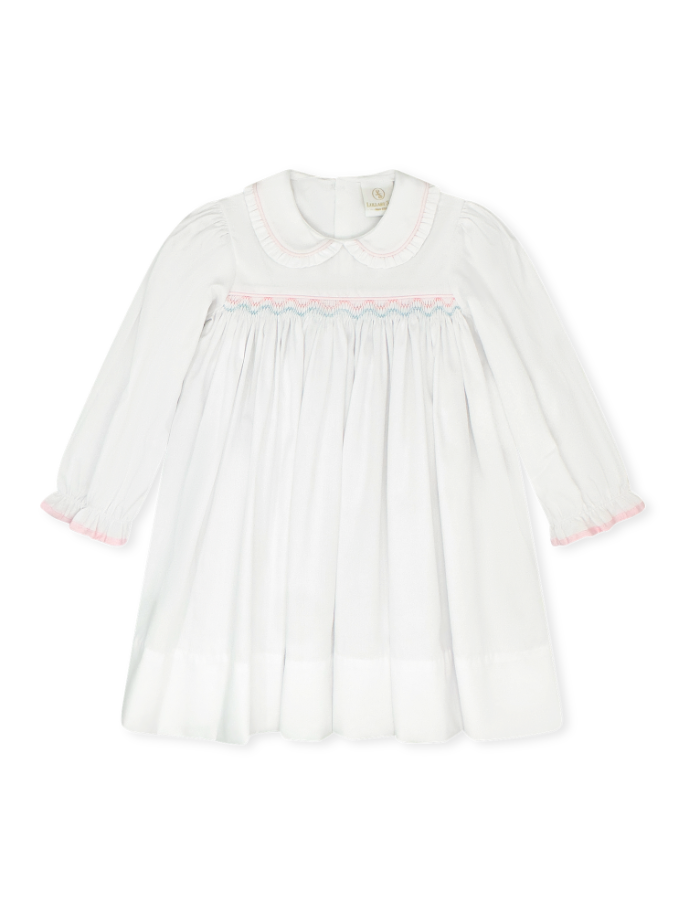Michelle Dress - Willow White Pique, Pink and Blue