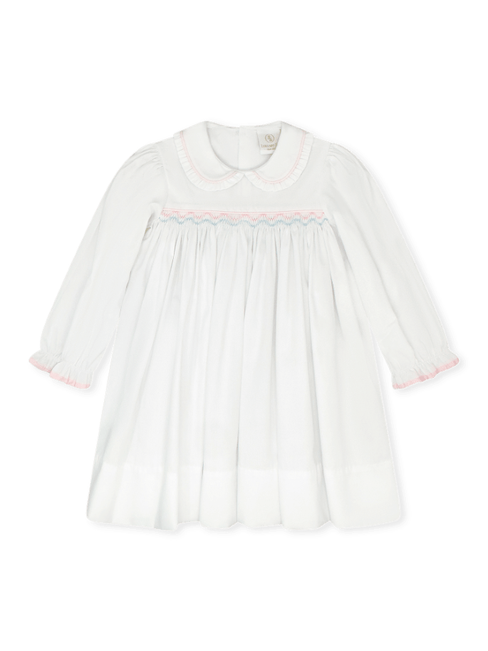 Michelle Dress - Willow White Pique, Pink and Blue - Classic Dresses | Lullaby Set
