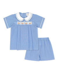 Noah Ribbon Short Set - River Royal Minigingham