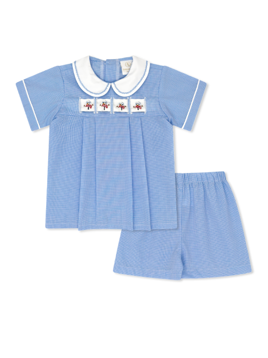 Noah Ribbon Short Set - River Royal Minigingham
