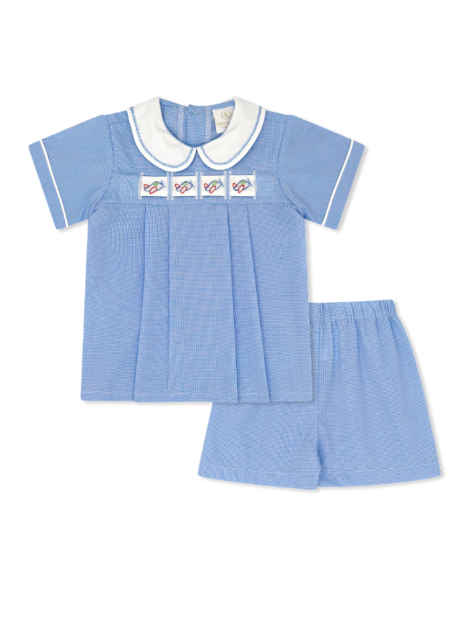 Noah Ribbon Short Set - River Royal Minigingham