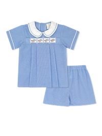 Noah Ribbon Short Set - River Royal Minigingham