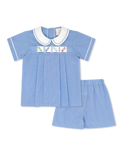 Noah Ribbon Short Set - River Royal Minigingham