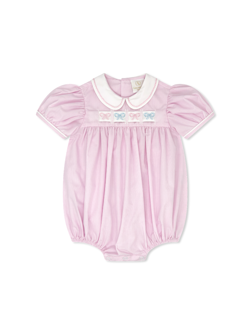 Ruth Ribbon Bubble - Baby Pink Minigingham