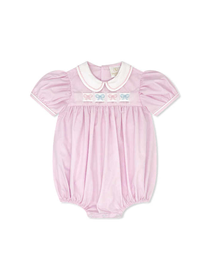 Ruth Ribbon Bubble - Baby Pink Minigingham