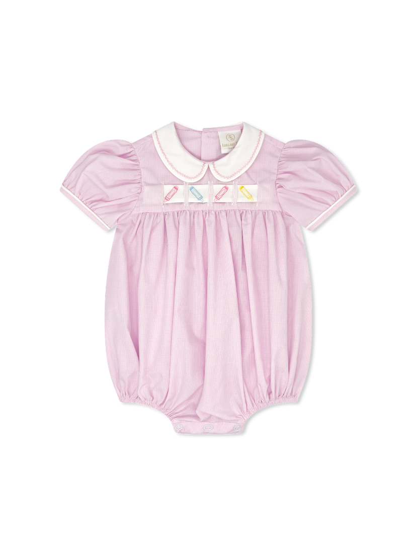 Ruth Ribbon Bubble - Baby Pink Minigingham