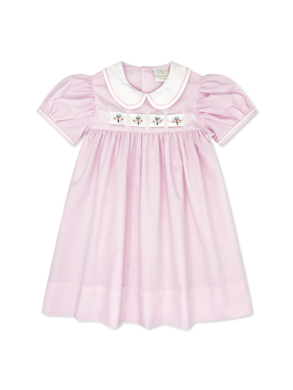 Ruth Ribbon Dress - Baby Pink Minigingham