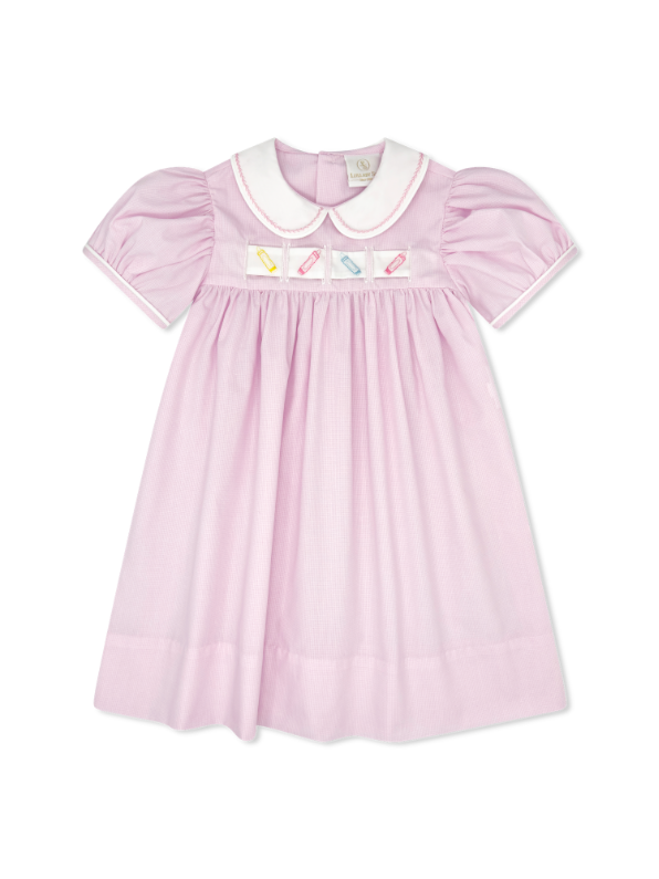 Ruth Ribbon Dress - Baby Pink Minigingham